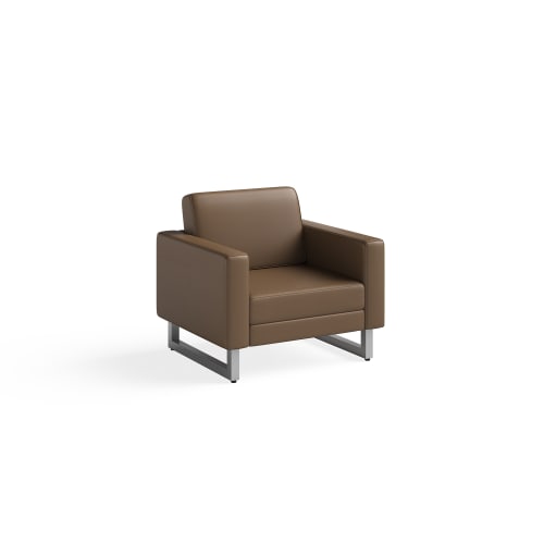 Sillón Tipo Diván Mirella con Patas Plateadas, Cognac